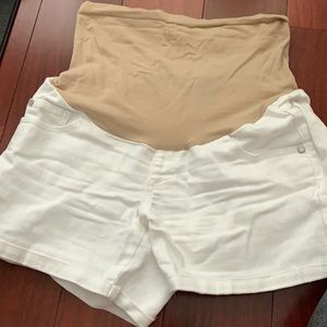 White maternity jean shorts xs
